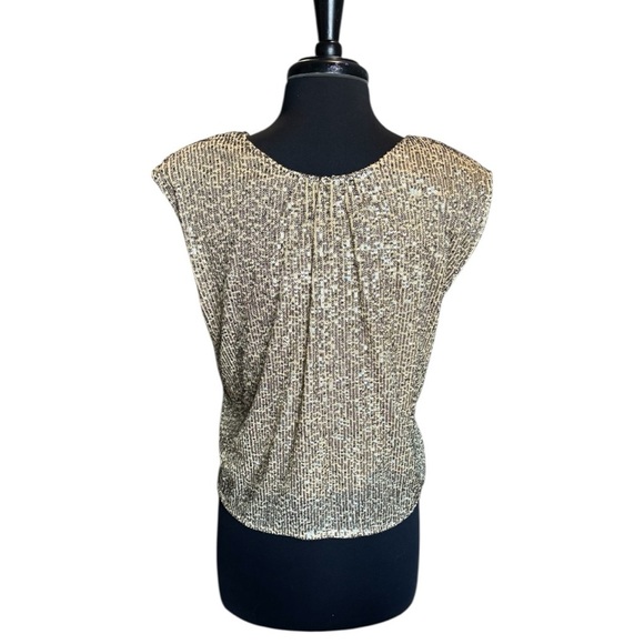 Free People Lost In Your Light Gold Sequin Tie-Front Sleeveless Top Size M - Picture 5 of 7